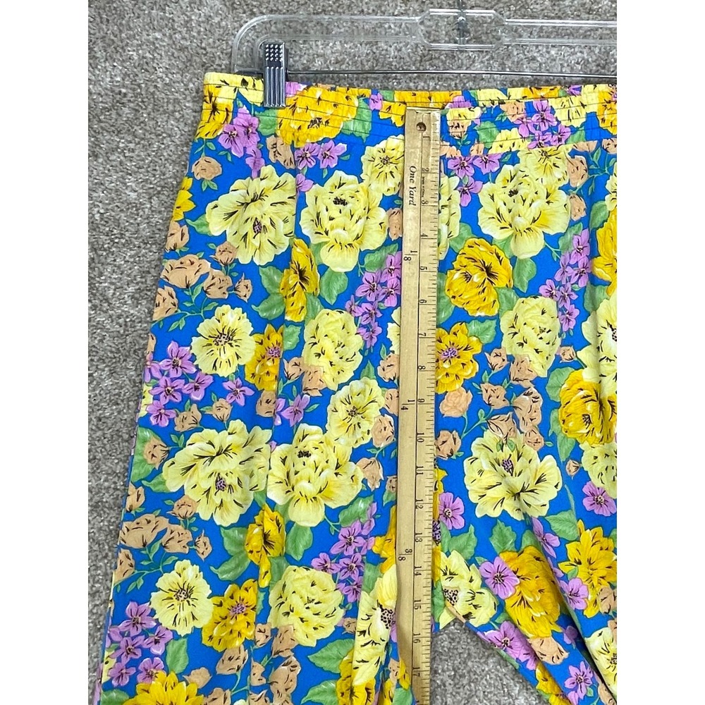 Lulus Floral Print Wide Leg Pants Womens L Blue Yellow Flowy Cottagecore Resort - Picture 7 of 9
